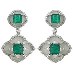 Stephanie Kantis Diamond Set With Emerald And Brazilian Raw Crystal Earrings