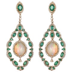 Stephanie Kantis Diamond Set With Emerald And Ethiopian Opal Drop Earrings