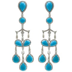 Stephanie Kantis Diamond with Sleeping Beauty Turquoise Earrings