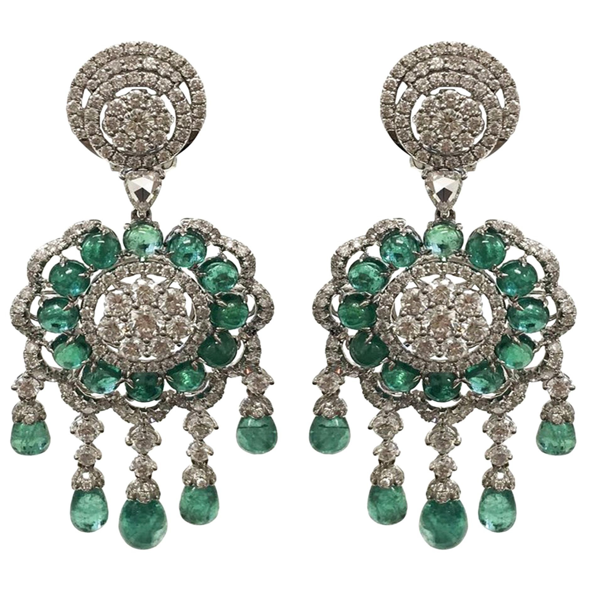 Stephanie Kantis Emerald Diamond Earrings For Sale