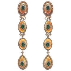 Stephanie Kantis Emerald, Ethiopian Opal Diamond Drop Earrings