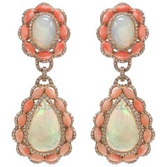 Stephanie Kantis Ethiopian Opal, Peach Agate Diamond Earrings