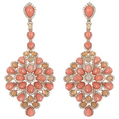Stephanie Kantis Ethiopian Opal, Peach Coral Diamond Drop Earrings
