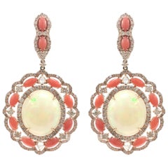 Stephanie Kantis Ethiopian Opal, Peach Coral Diamond Earrings