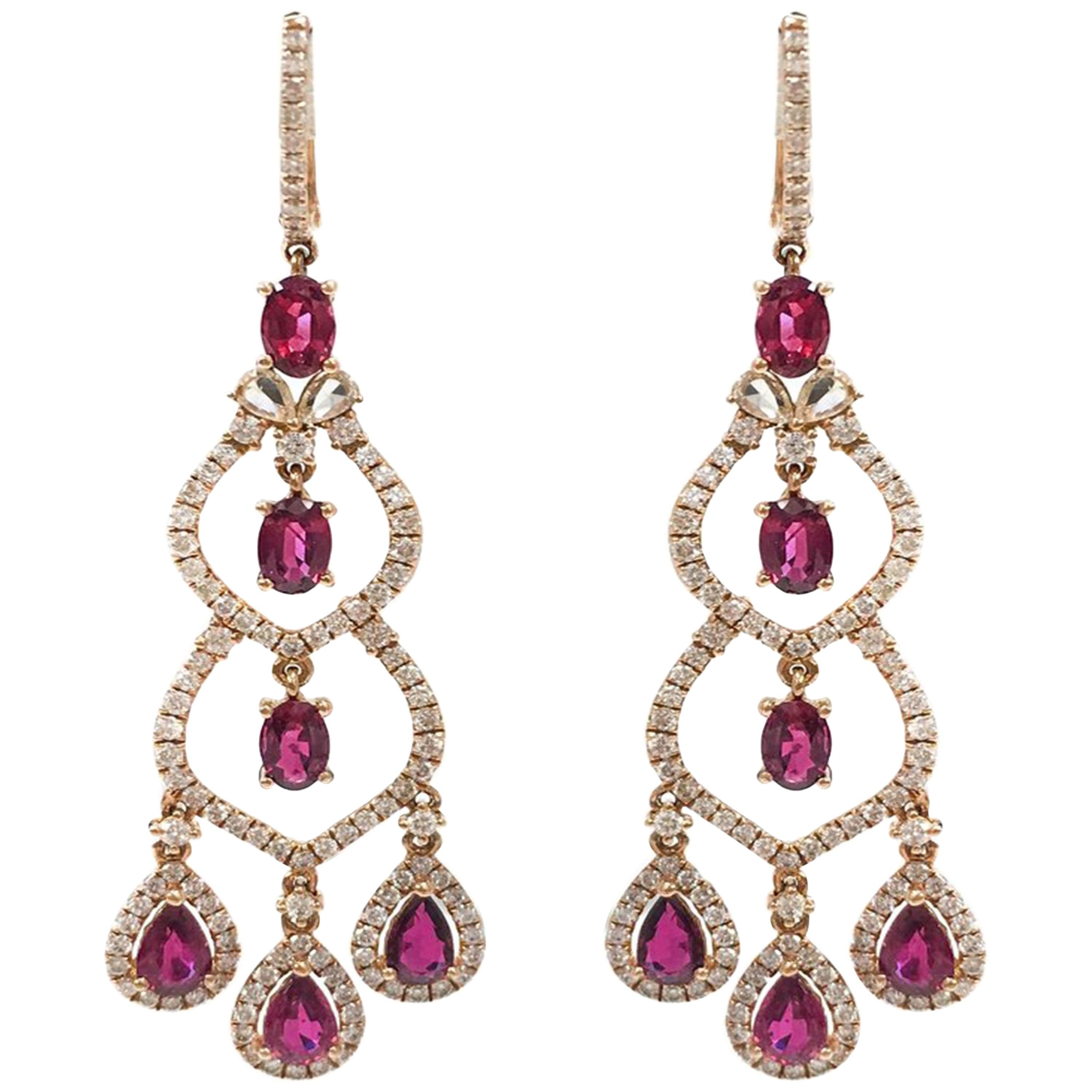 Stephanie Kantis Ruby Diamond Earrings For Sale