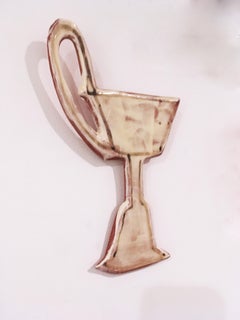 Flat Pot XVIII, 2019, Glazed earthenware wall sculpture cream & brown terracotta