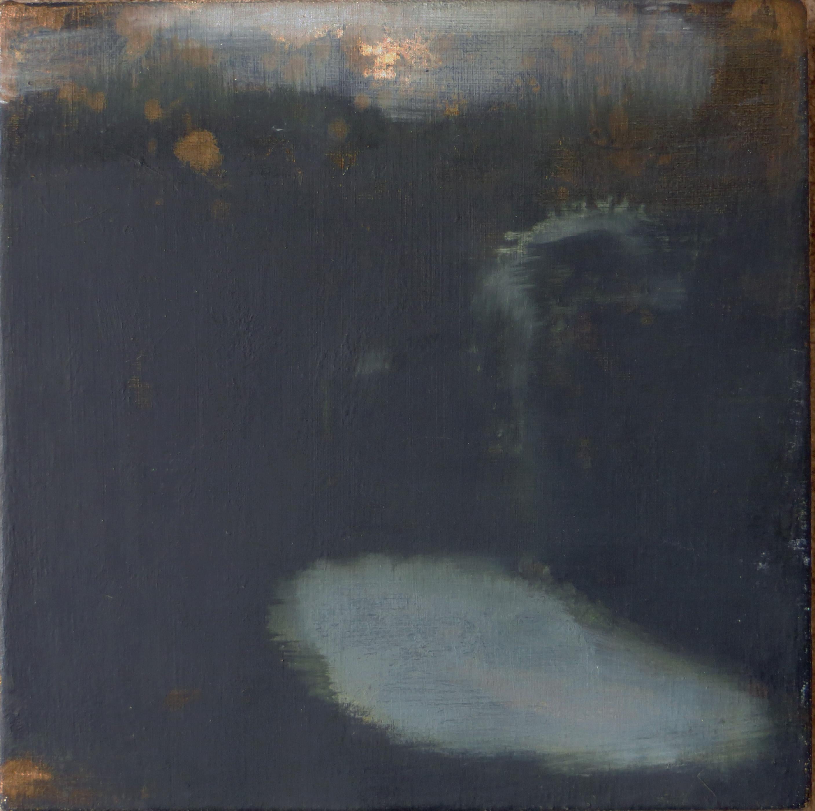 Stephanie Peek Abstract Painting - Dark Blue Shadow Garden