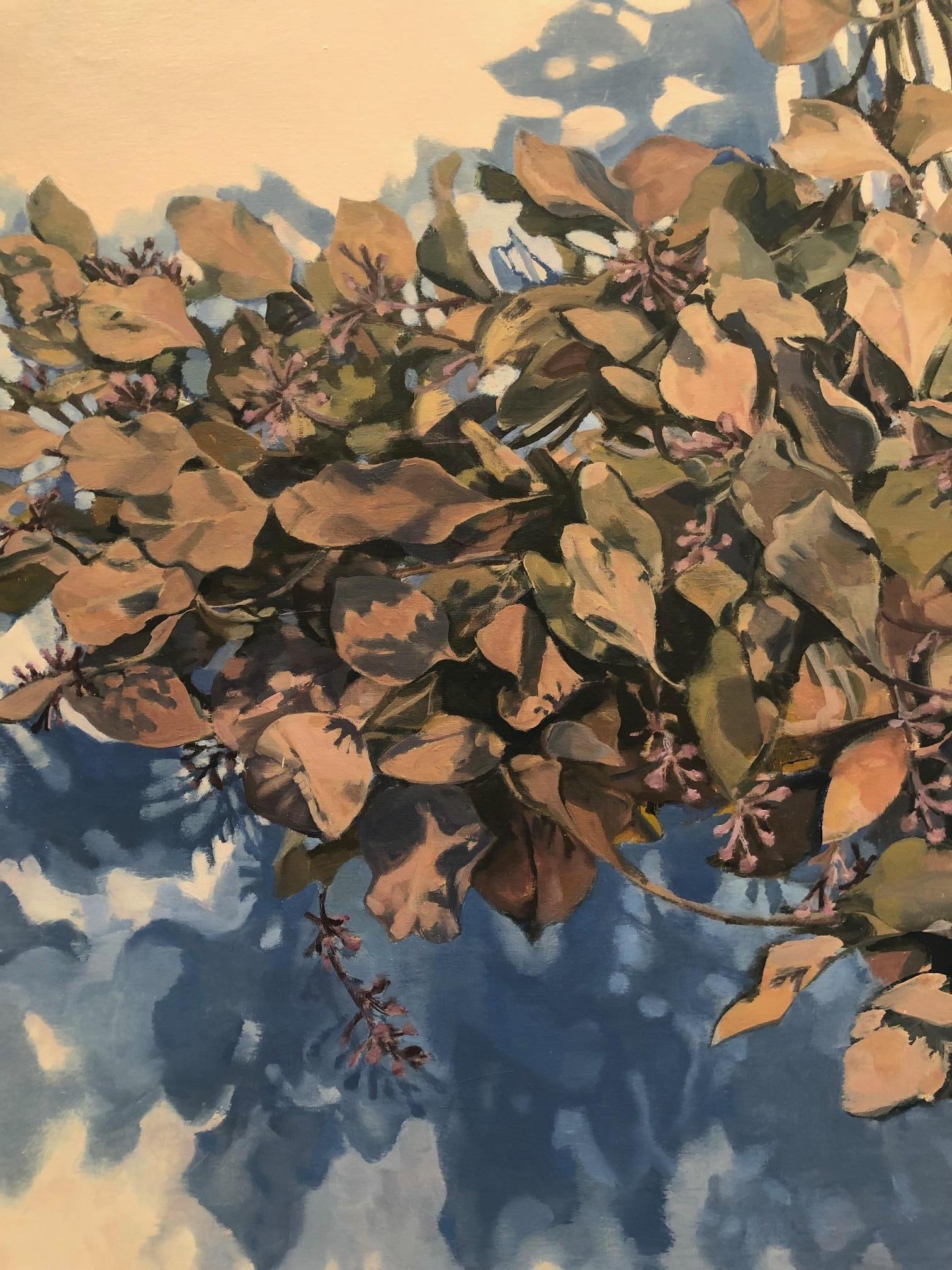 Dawnlight / eucalyptus leaves - A natural abstraction through applied realism - Painting by Stephanie Peek