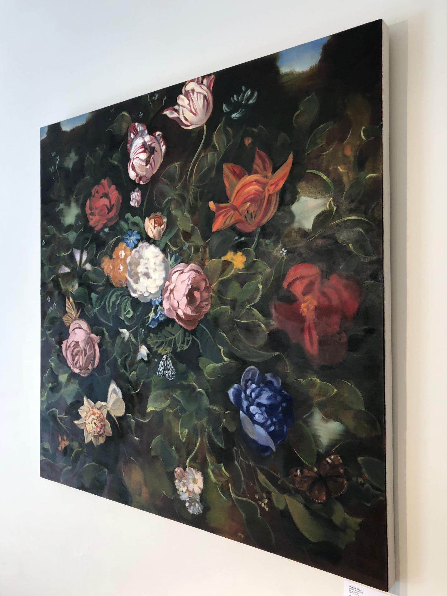 Double Dutch II  /  oil on canvas floral dark - Painting by Stephanie Peek