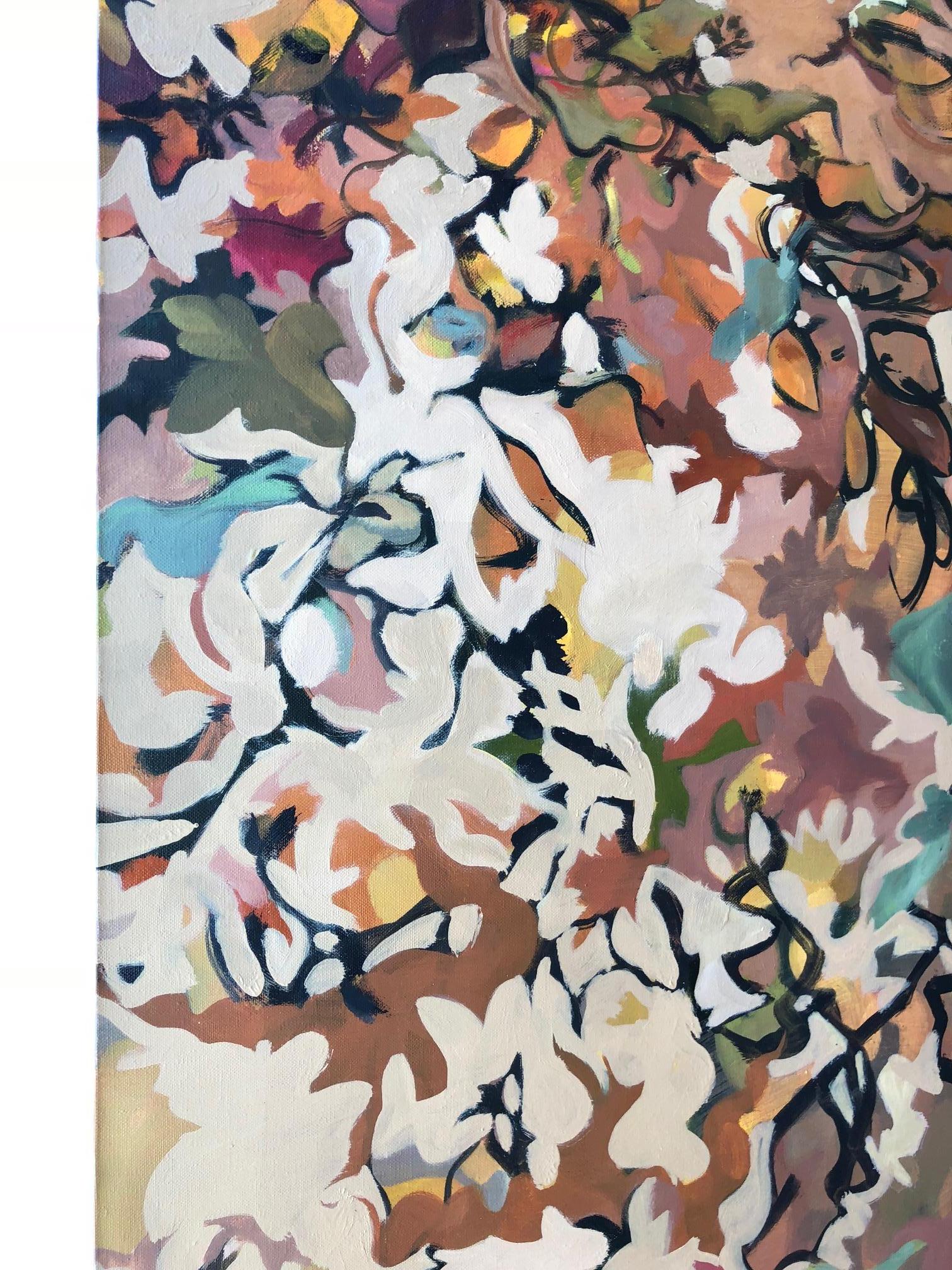 'Falling Leaves' from Stephanie Peek, who makes her home in California, is beautifully rendered with a sense of depth, intellect, timelessness, and mystery. A warm, rich and elegant wonder, reflecting leaves falling through space. Peek has floated