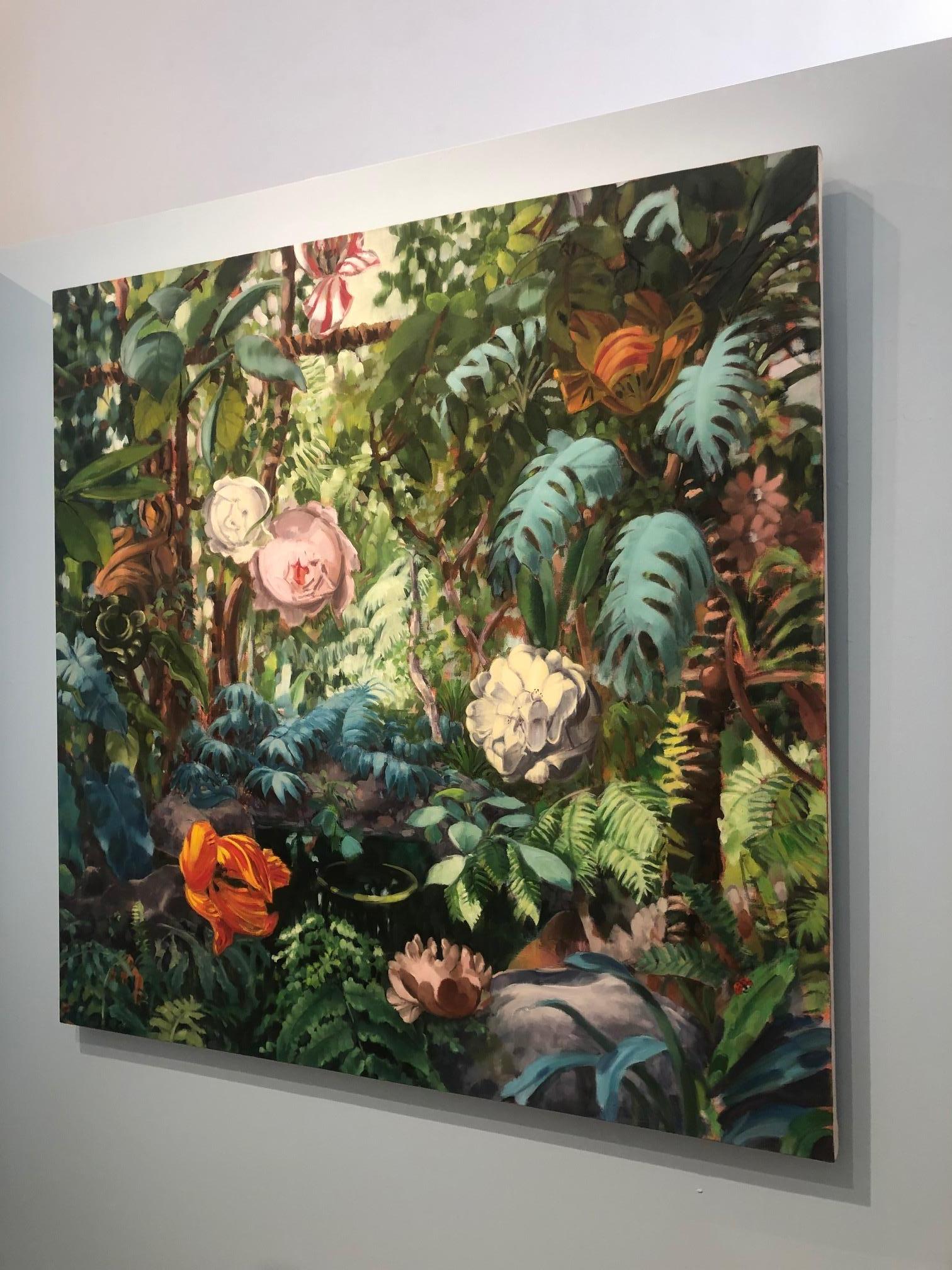 La Grande Serre II /  oil on canvas - contemporary lush Pairs garden scene  - Painting by Stephanie Peek