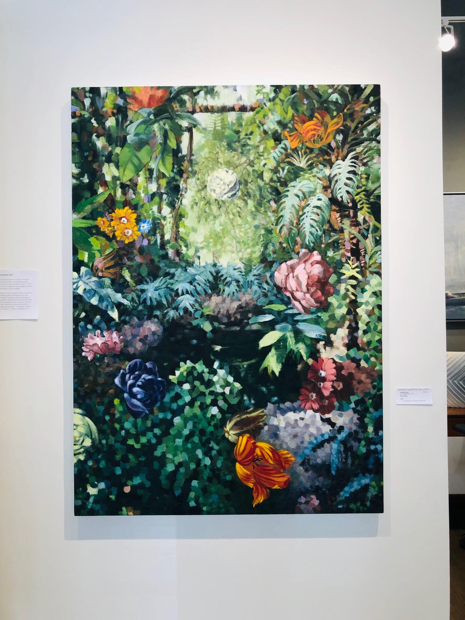 La Grande Serre /  Huile sur toile - scène de jardin parisienne contemporaine luxuriante - Painting de Stephanie Peek