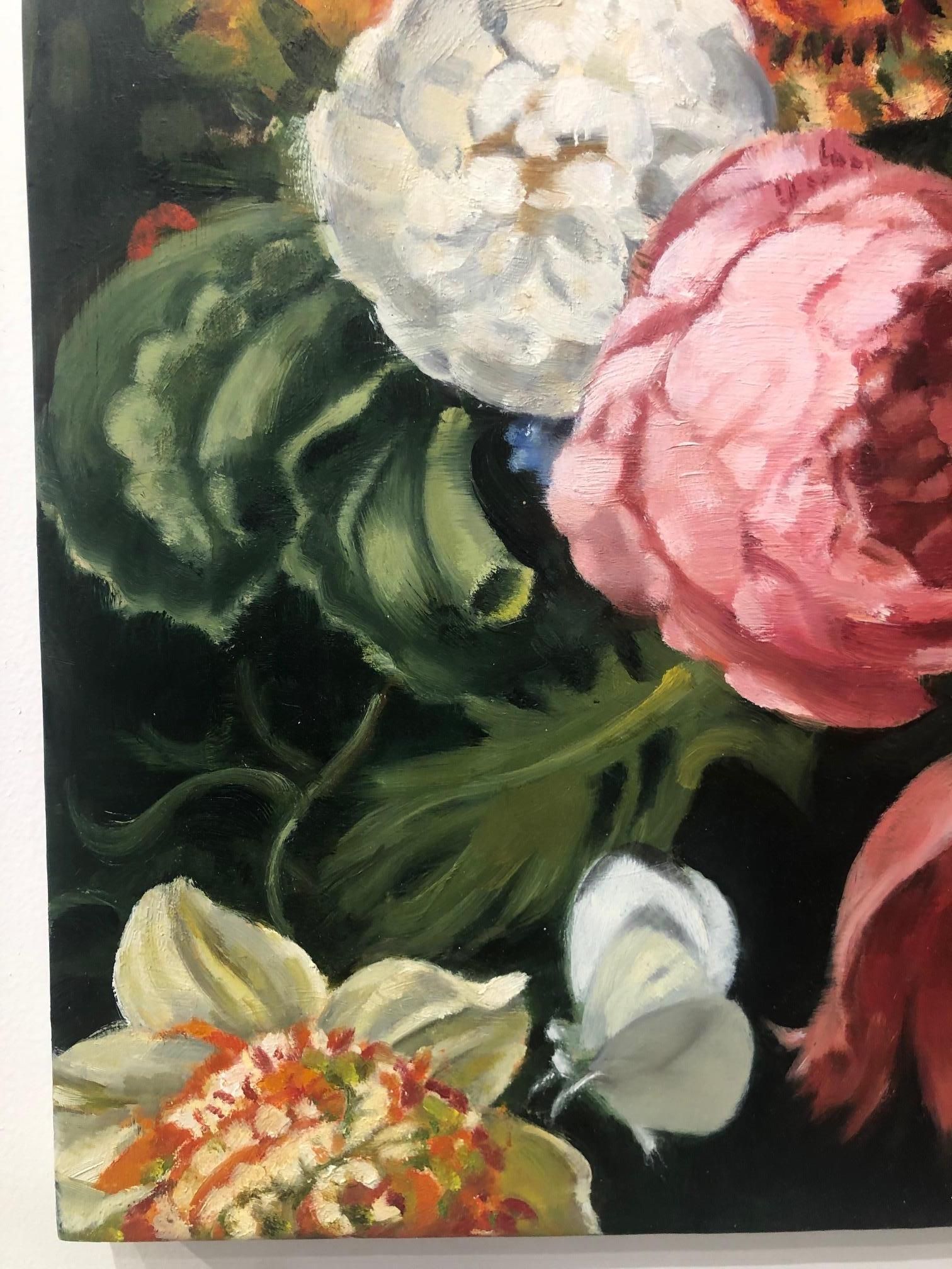 Rachel Redux II / óleo floral sobre madera - Painting Contemporáneo de Stephanie Peek
