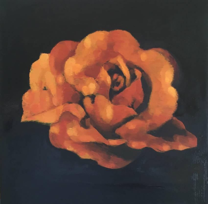 Stephanie Peek Still-Life Painting – The Rose in the Dark