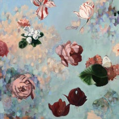 Summer Light  /  oil on canvas - contemporary flowers light and  feminine