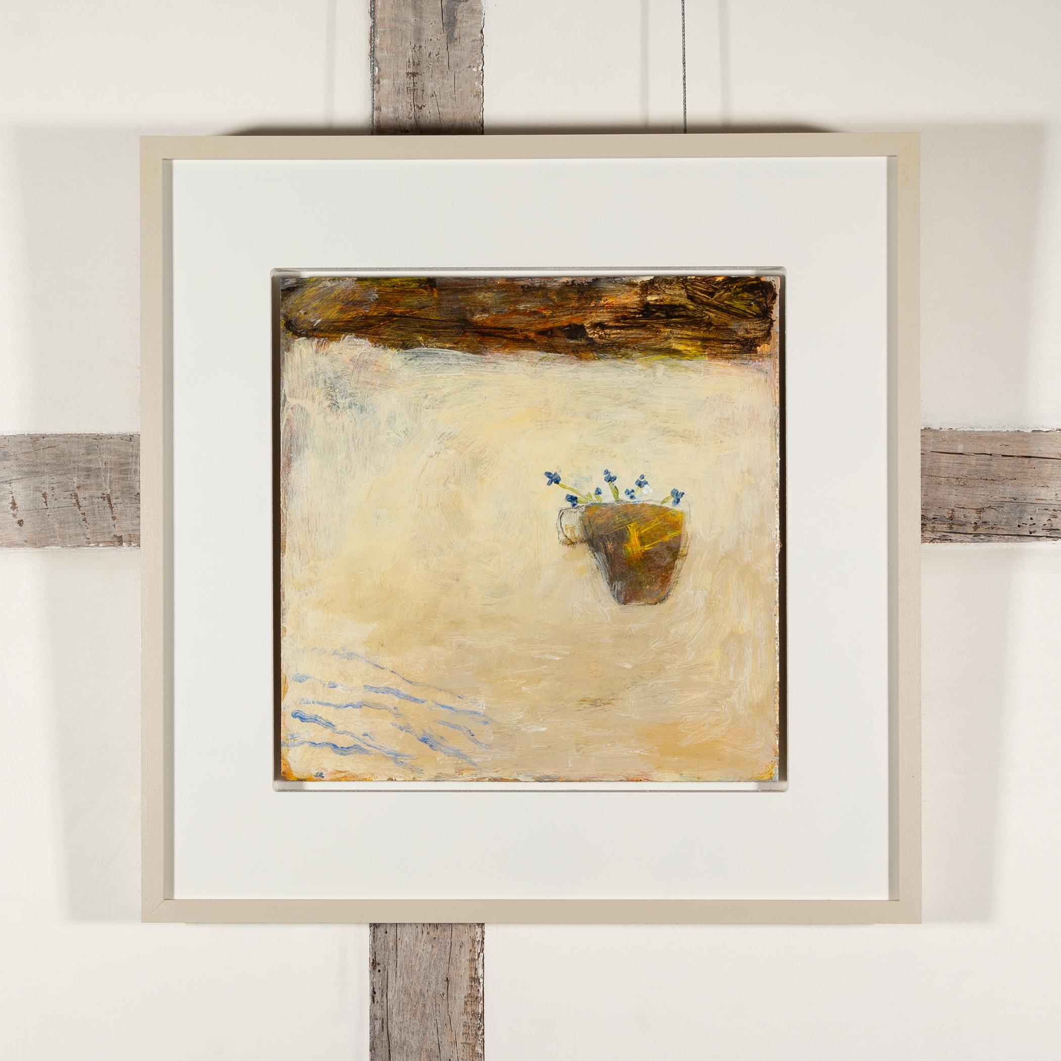 Lino en taza de anagama, 2024 - Pintura al óleo de naturaleza muerta minimalista en tonos neutros - Painting de Stephanie Richards
