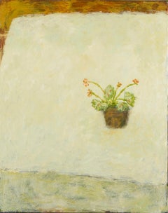 Gerani in fiore, pittura ad olio contemporanea di natura morta floreale, 2024