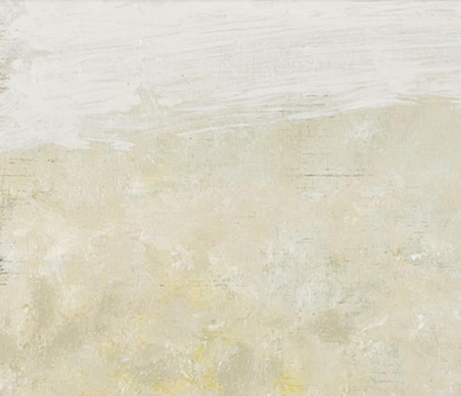 Tissu Seersucker - Nature morte à la fleur, peinture à l'huile dans des tons neutres et gris - Beige Figurative Painting par Stephanie Richards