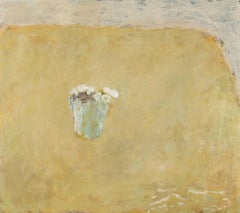 Thrift in Celadon, 2024 - Contemporary Minimalist Floral Still-Life Oil Painting