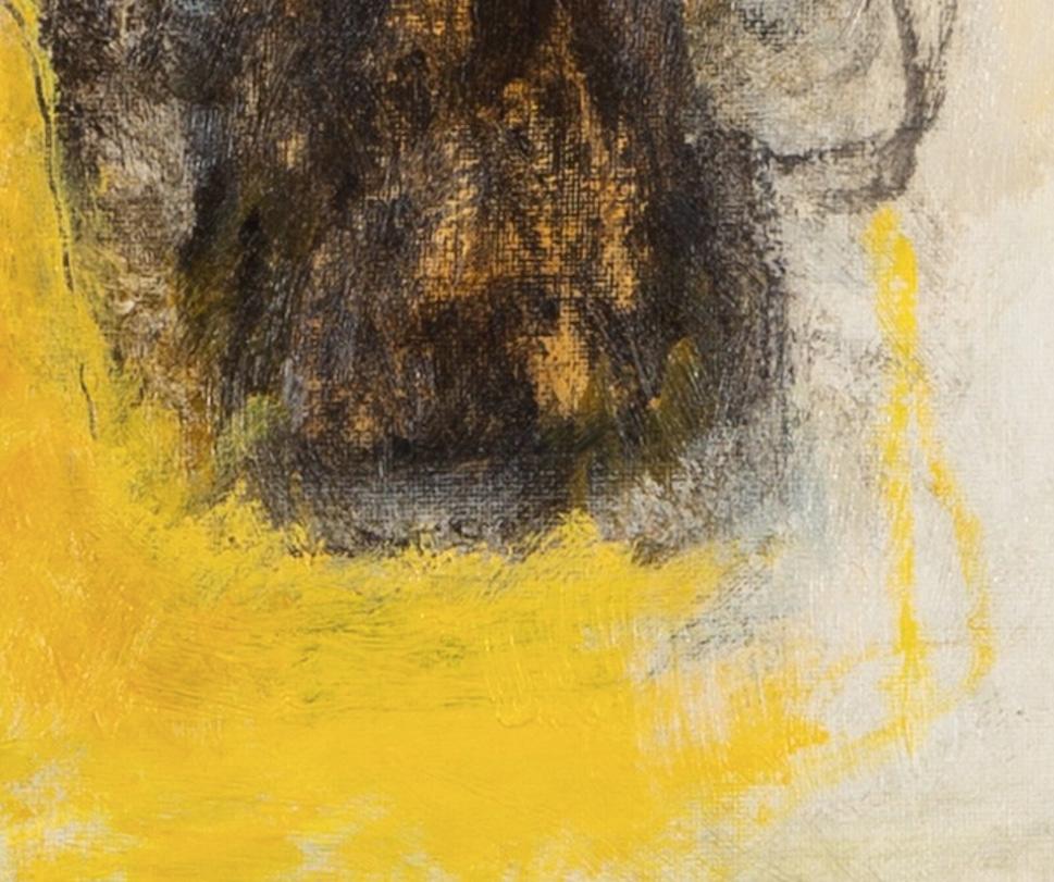 Winter Jasmine in Bernard Leach Krug, 2024 – Stillleben-Blumen-Ölgemälde, Stillleben im Angebot 2