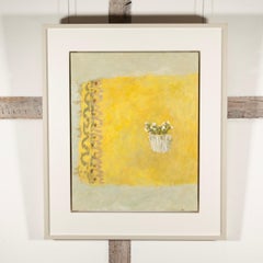 Yellow Linen Cloth - Contemporary Still Life Flower Oil Painting