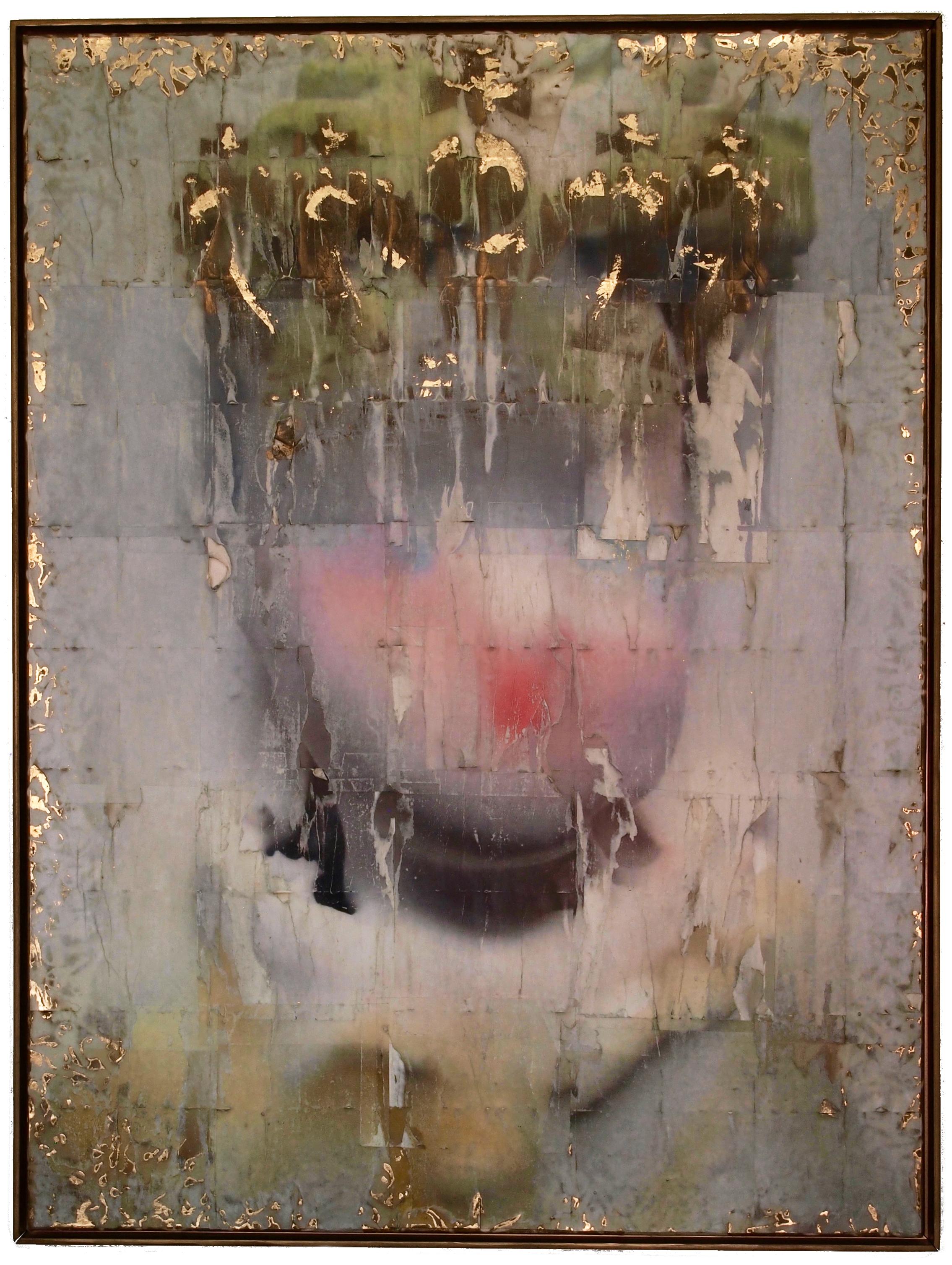 Artist: Stephanie Todhunter
Title: Queen Beth (Disassembled/assembled) 
Medium: Collage, Mixed Media, Spray Paint, Gold Leaf, Wax on Canvas
Size: 36 x 48 inches
Year: 2016

Stephanie Todhunter is an interdisciplinary artist based outside of Boston,