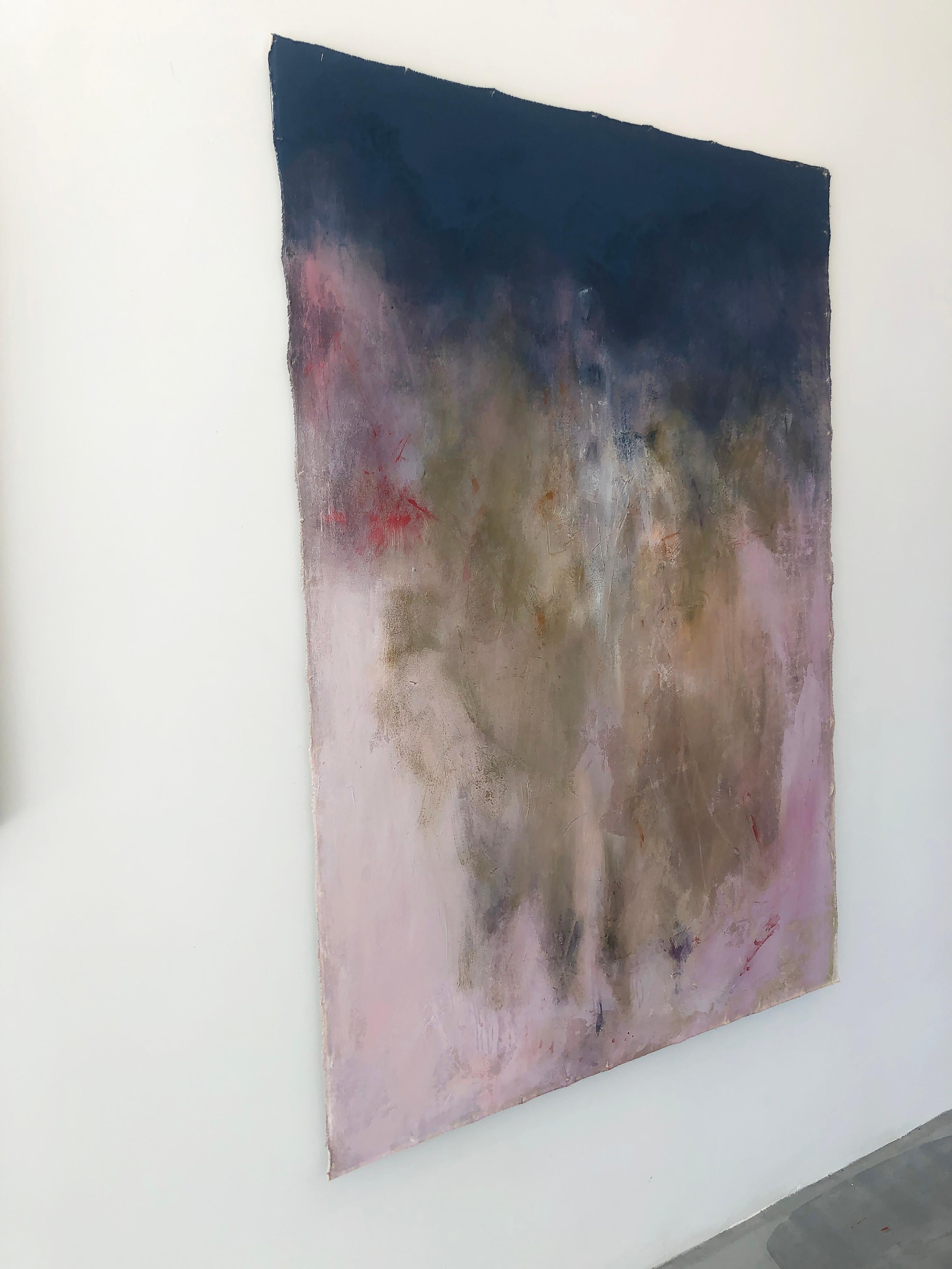 Between Heaven and Earth: Untitled #8 Acrylic on canvas with graphite and pastel - Gray Abstract Painting by Stephanie Visser 