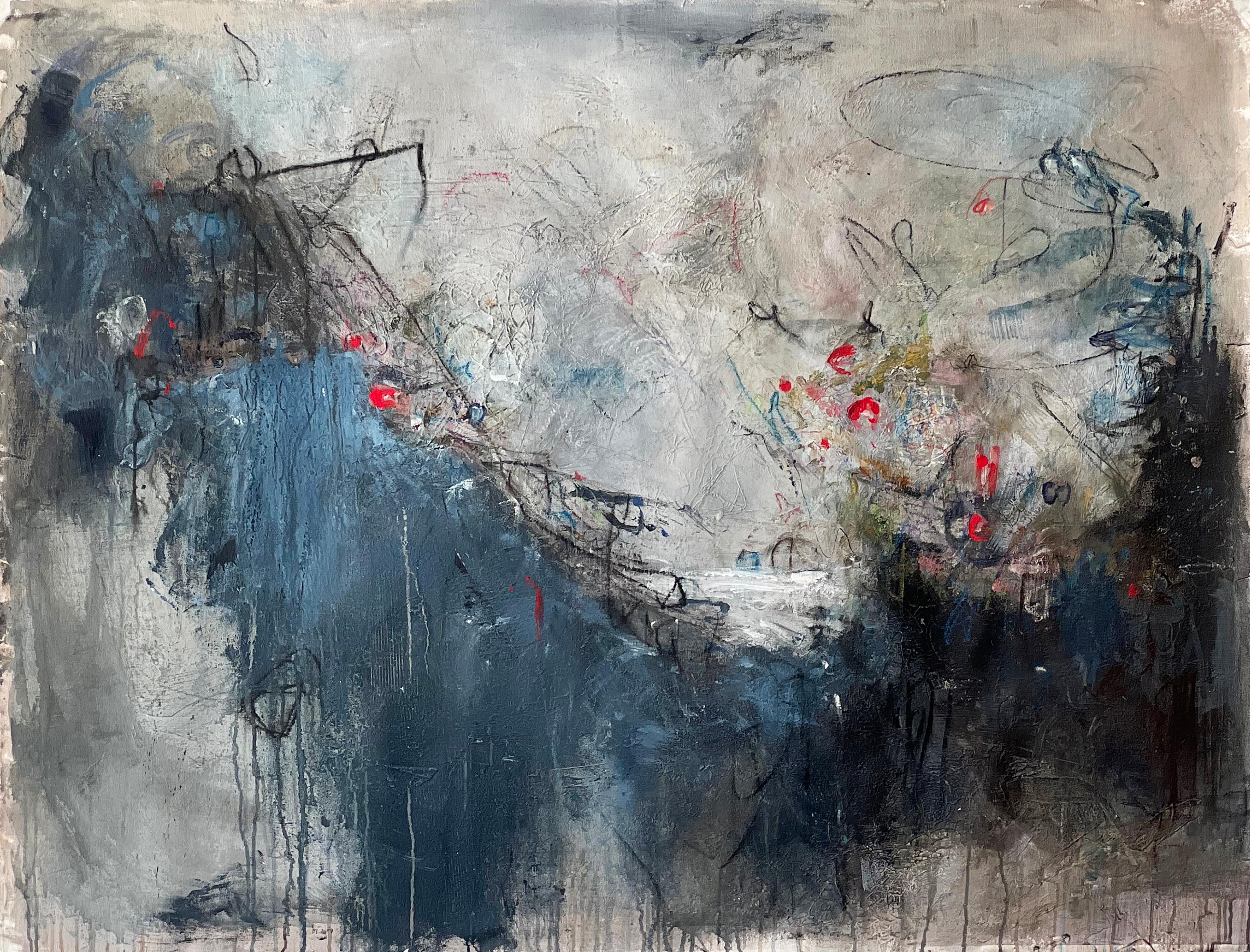 Stephanie Visser  Abstract Painting - Between Heaven and Earth: It Never Rains in California - acrylic on canvas