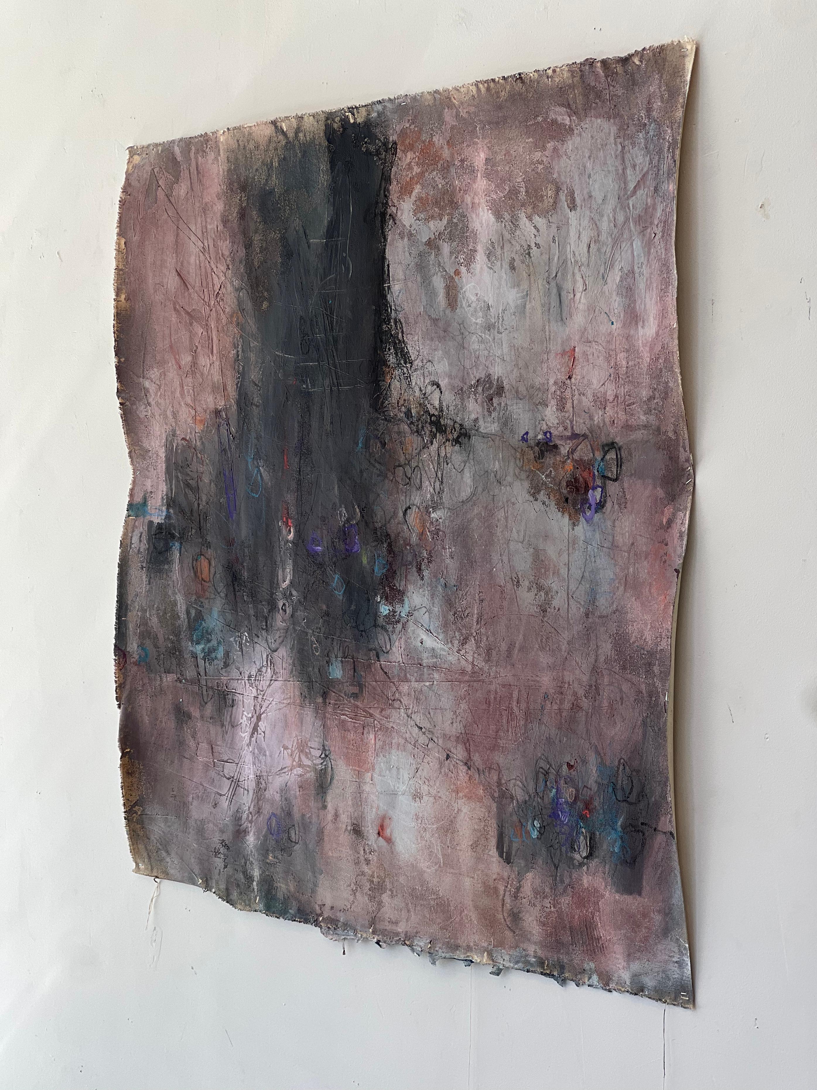 Between Heaven and Earth: Nocturne - acrylic on canvas - Gray Abstract Painting by Stephanie Visser 