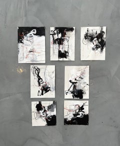 "Black, White and Red Collection" - set of 7 mixed media on paper
