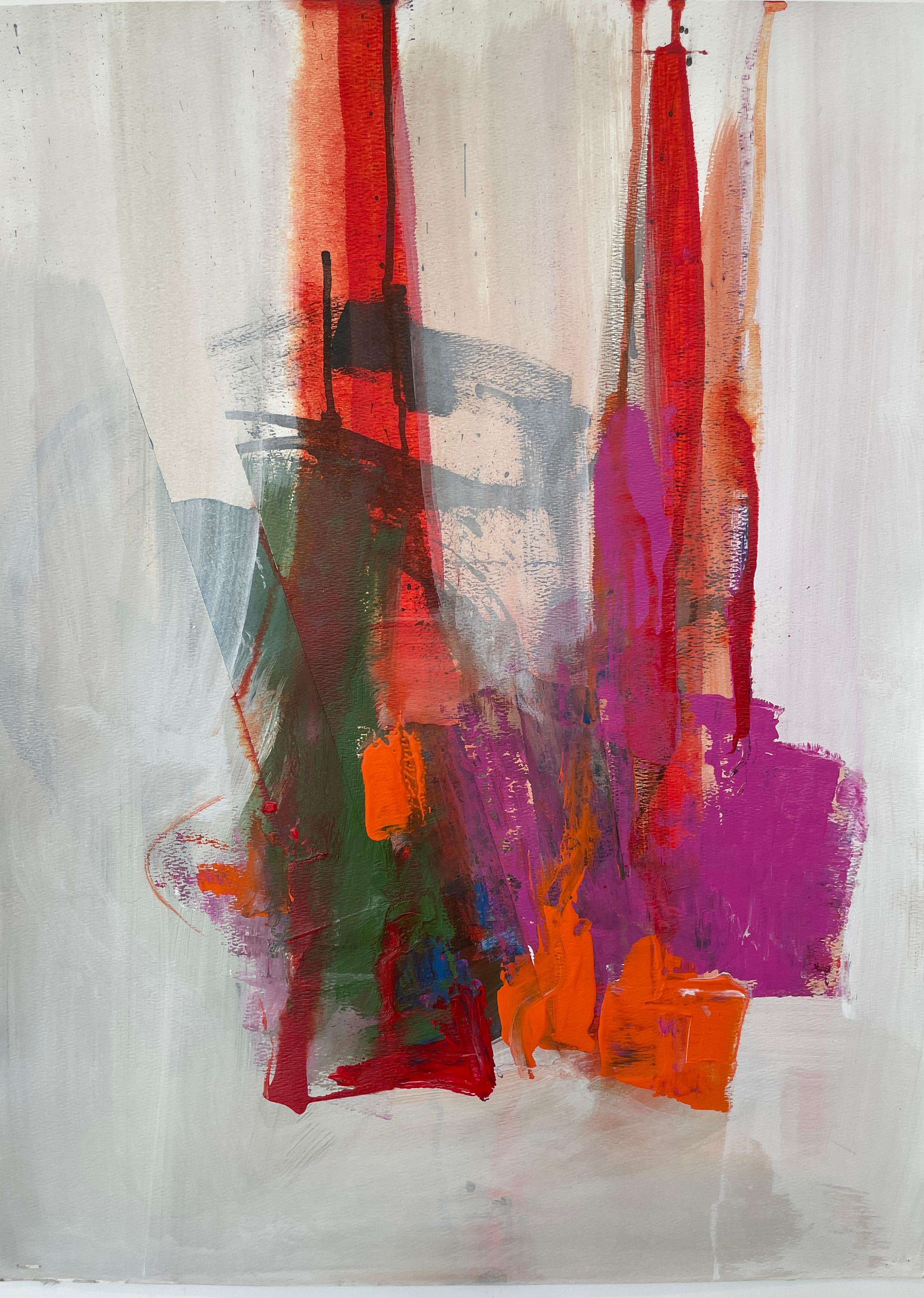 Stephanie Visser  Abstract Painting - "Color Study: Untitled #5" abstract art, acrylic on paper.