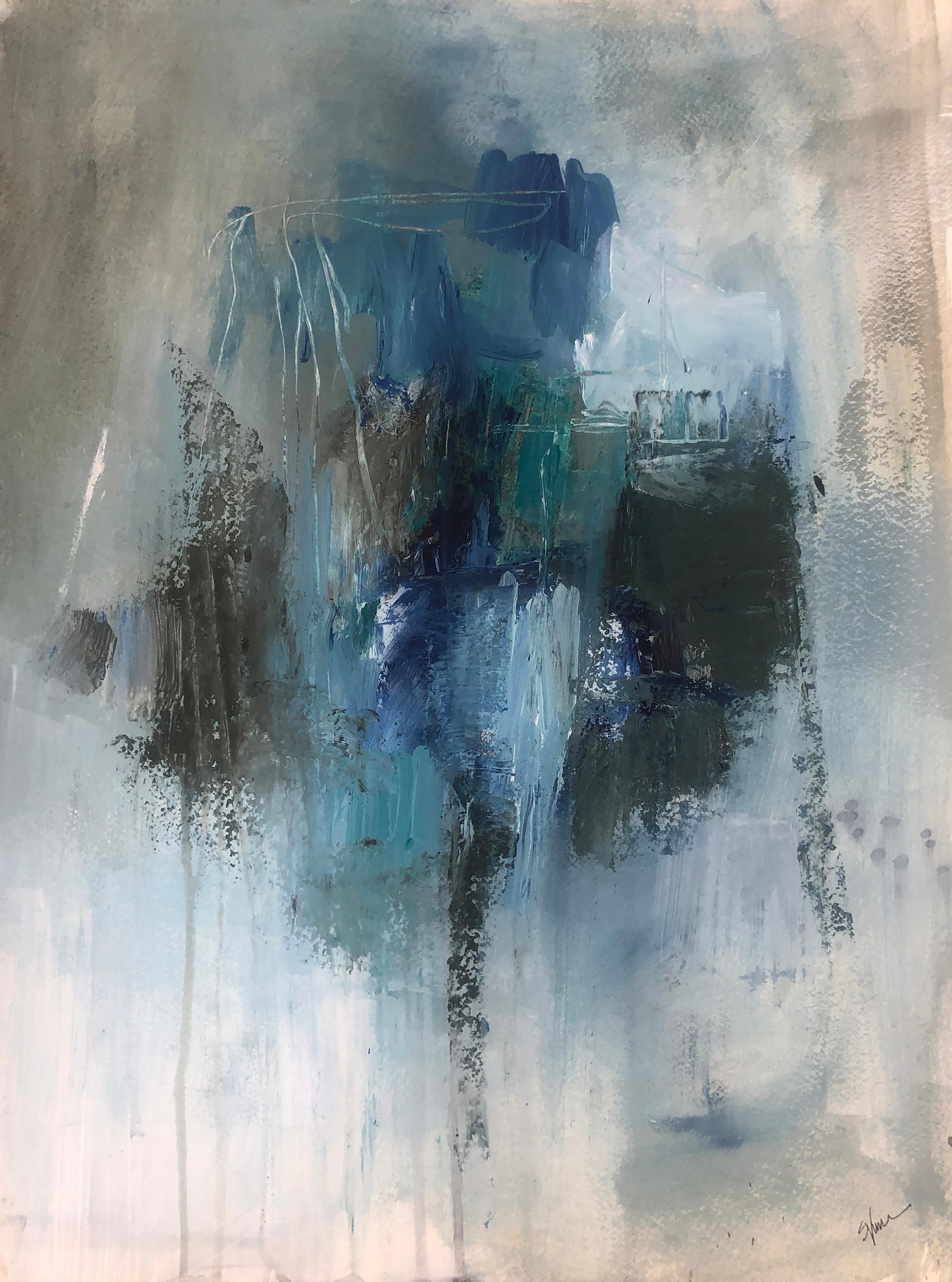 Stephanie Visser  Abstract Painting - "Color Study: Untitled #6" abstract art, acrylic on paper.