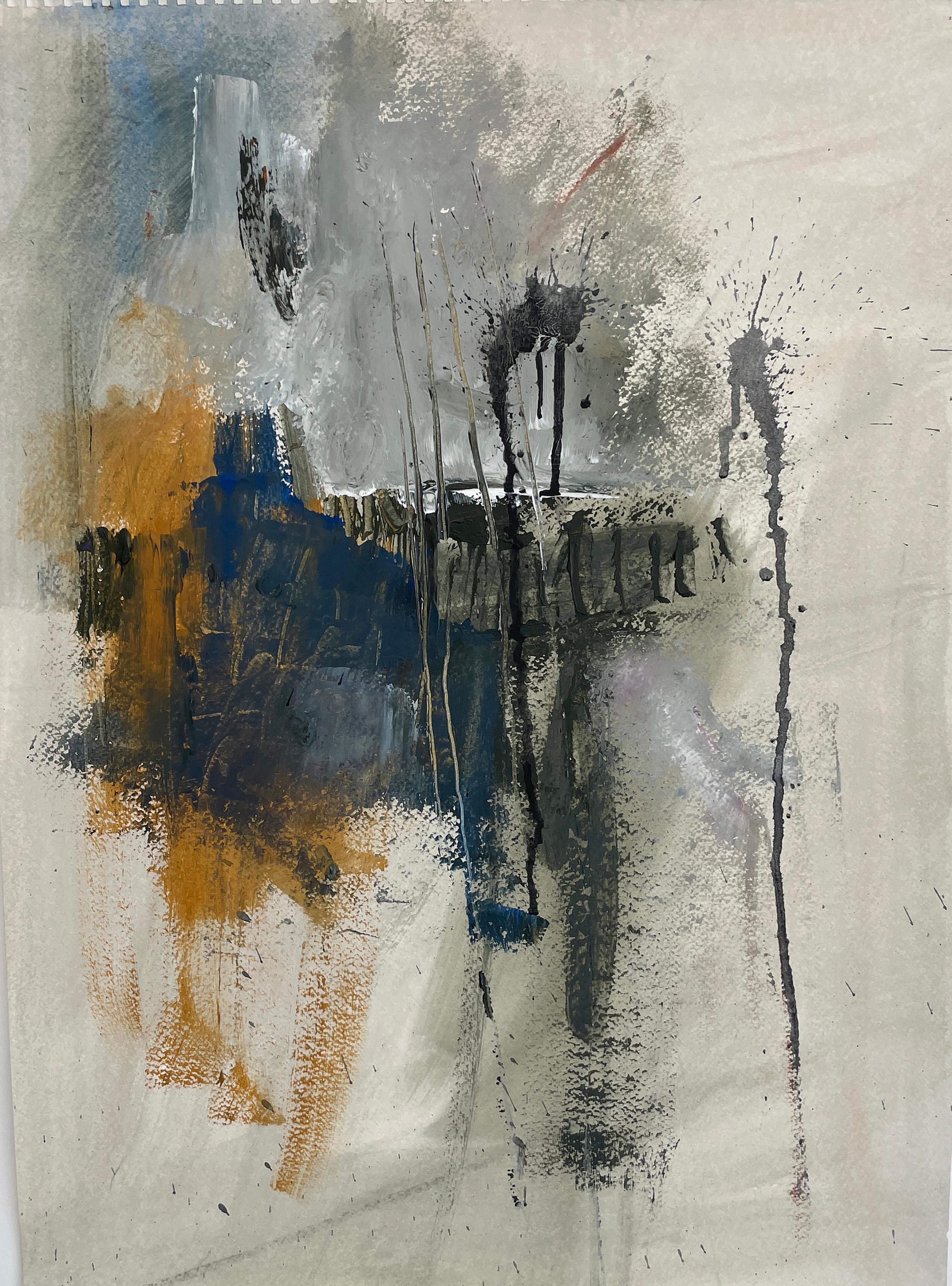 Abstract Painting di Stephanie Visser  - "Studio del colore: Senza titolo #7", arte astratta, acrilico su carta.