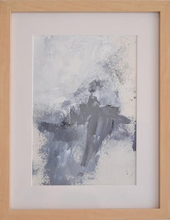 Querencia Grey White olio su carta, incorniciato