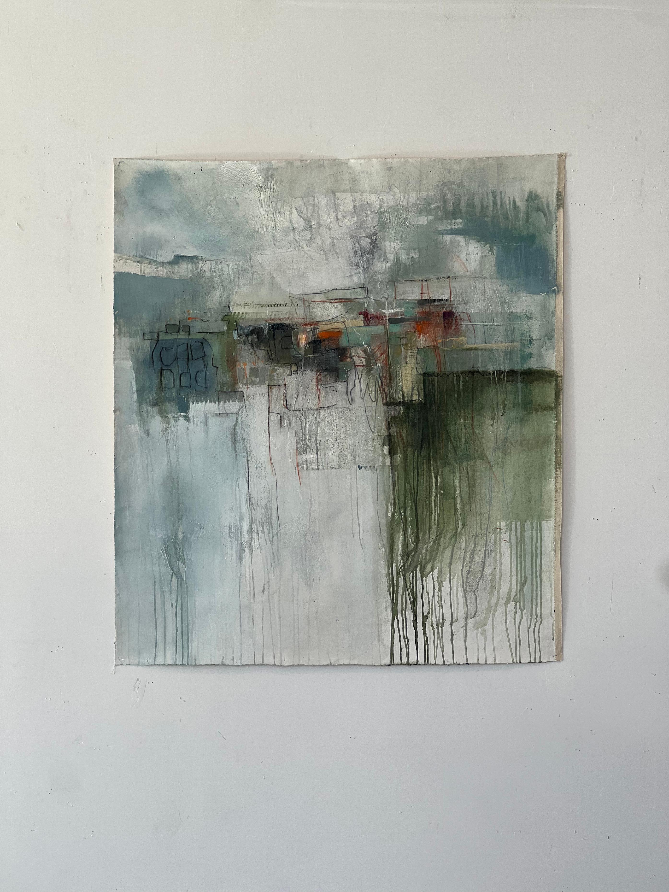 Untitled #13- acrylic on canvas - Gray Abstract Painting by Stephanie Visser 