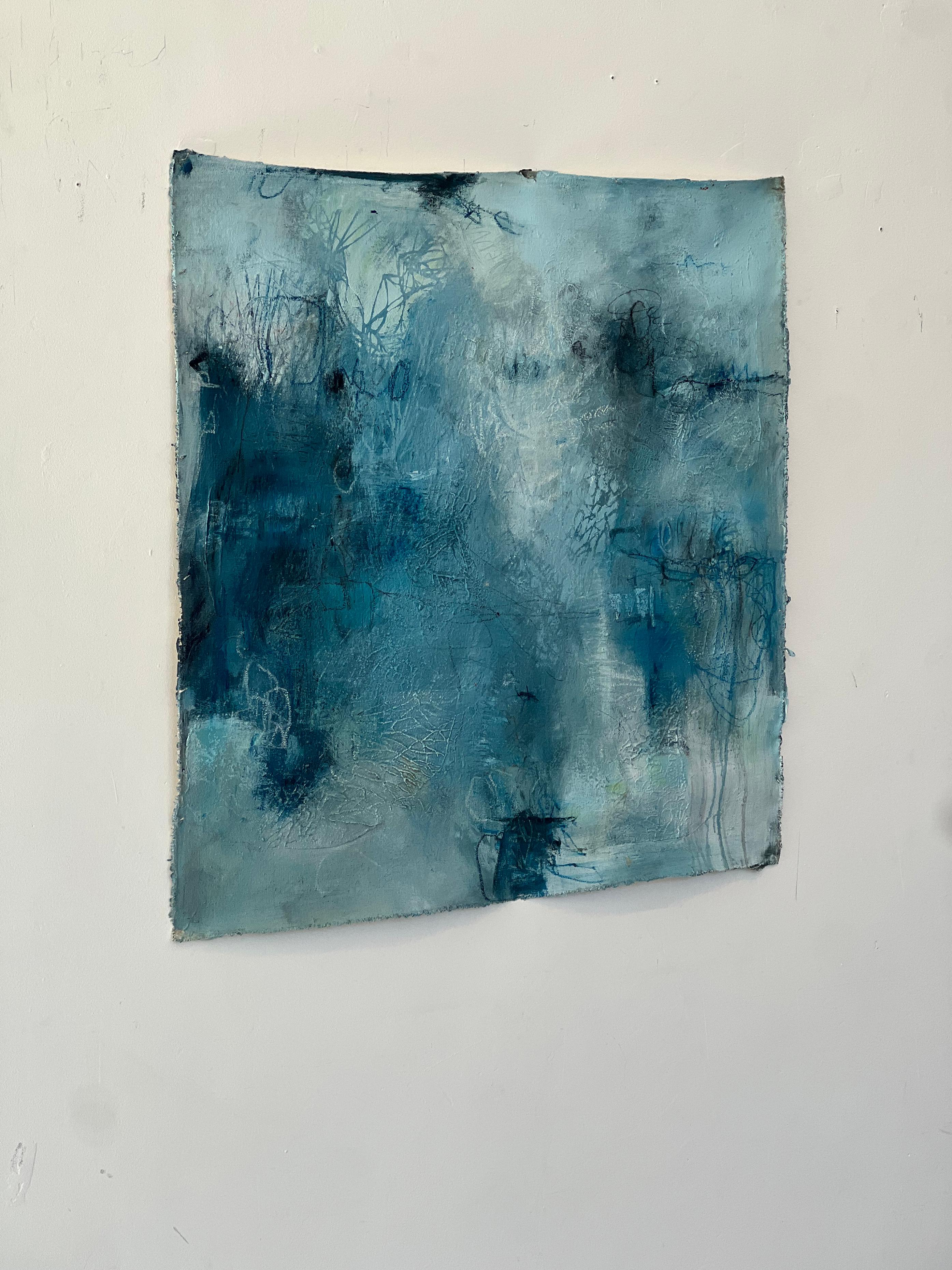 Eau et lumière : Devenir - acrylique sur toile - Bleu Abstract Painting par Stephanie Visser 