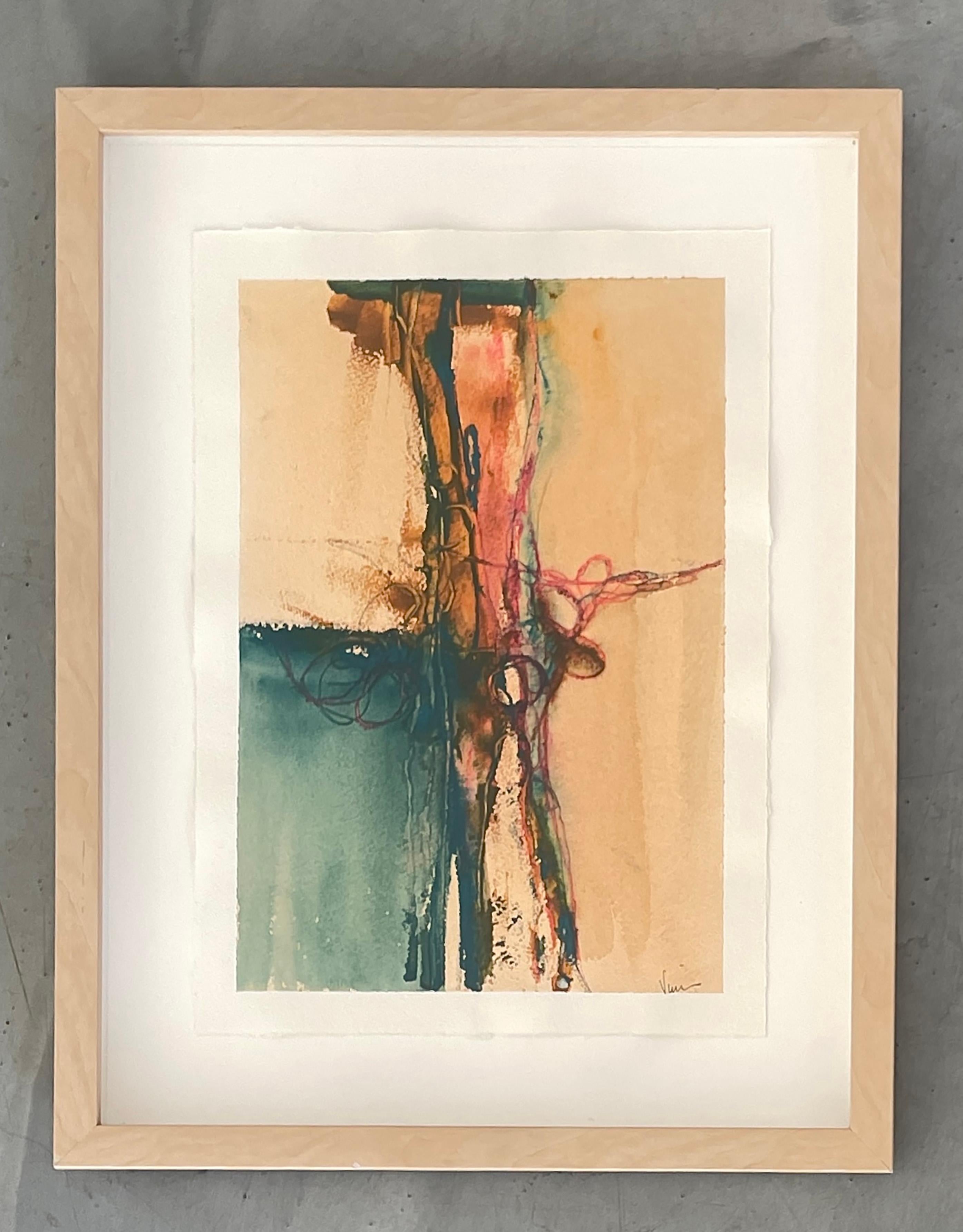 Water and Light, Untitled #7 - water color on paper - Abstract Painting by Stephanie Visser 