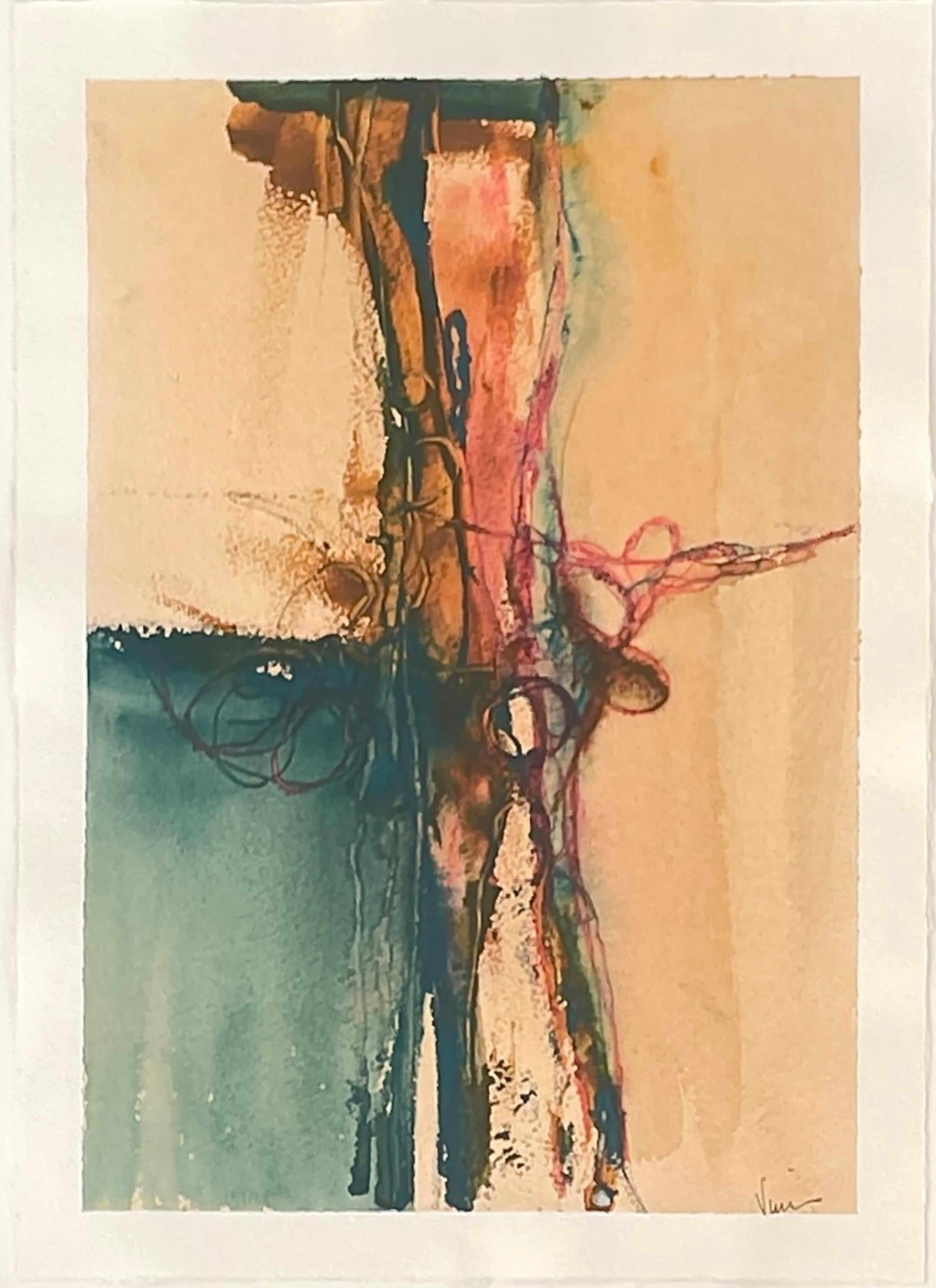 Stephanie Visser  Abstract Painting - Water and Light, Untitled #7 - water color on paper