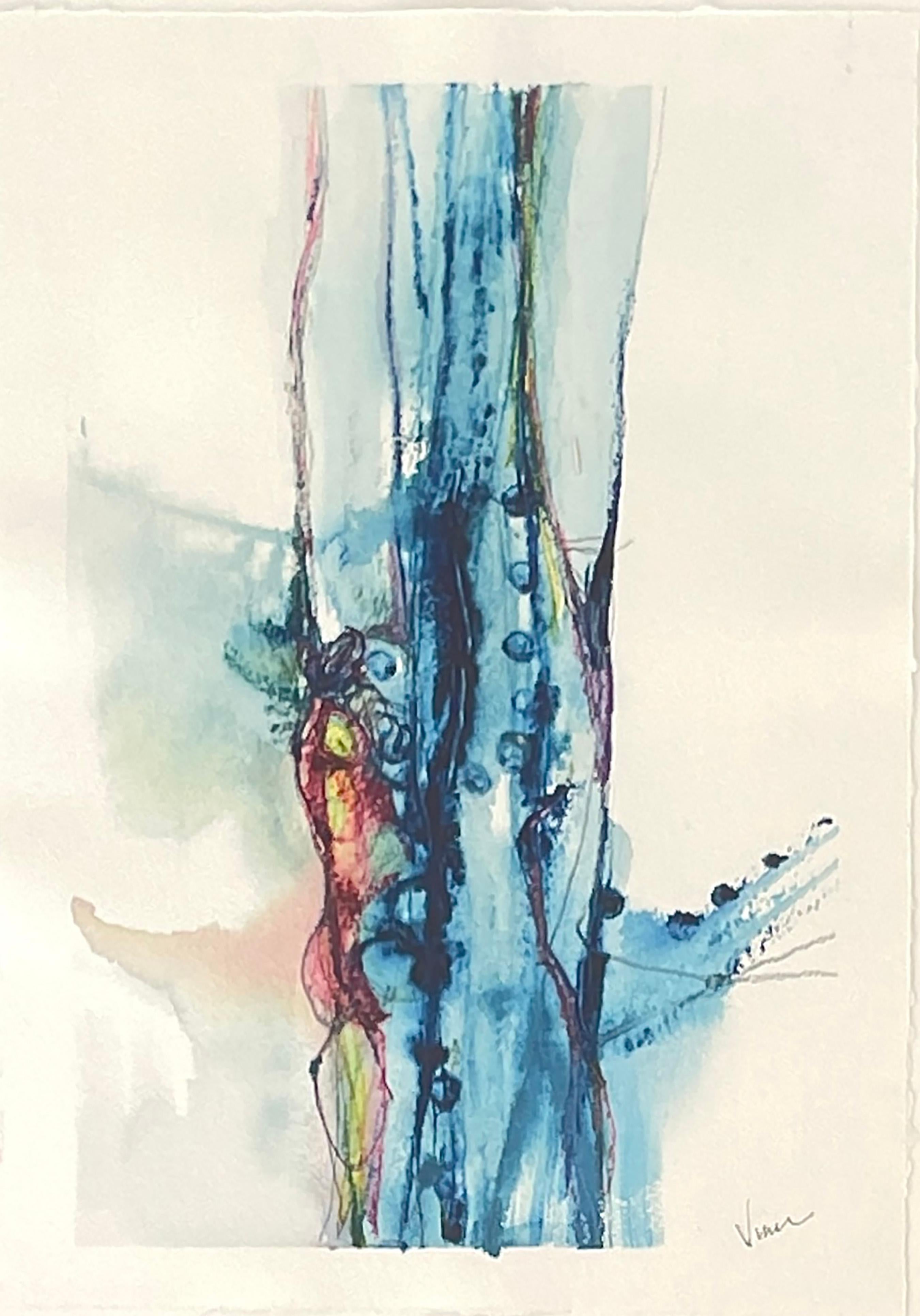 Stephanie Visser  Abstract Painting - Water and Light, Untitled #9 - watercolor on paper