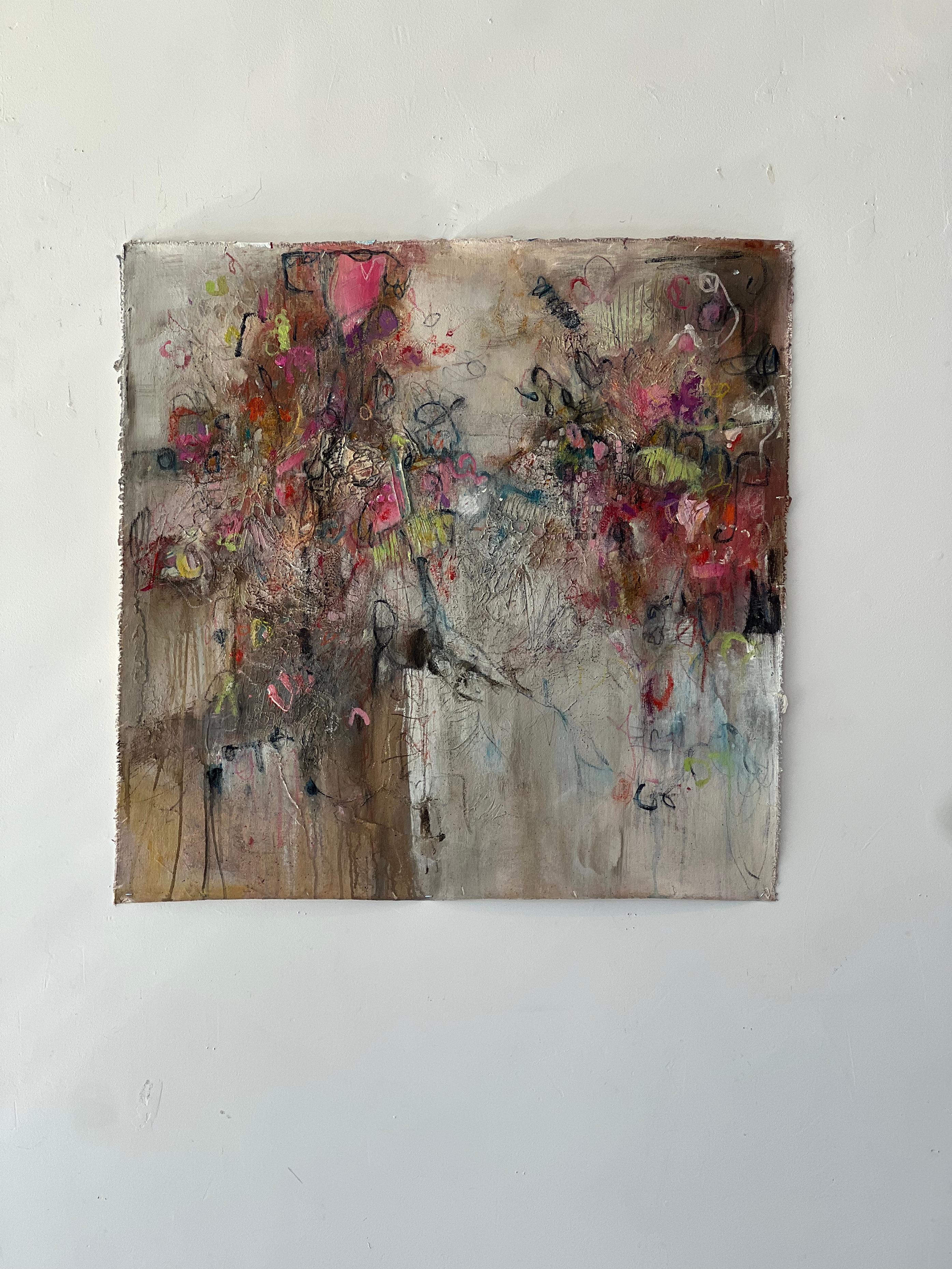 Acqua e luce: Walking on Sunshine - acrilico su tela - Abstract Painting Marrone di Stephanie Visser 