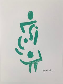 Green Abstract Figure        Silk screen print by S. Wheeler