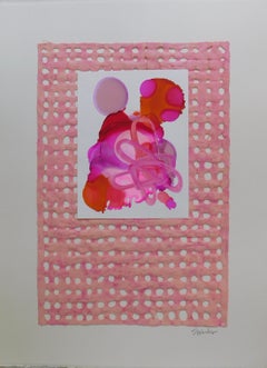 “Pink Adorn II”. Mixed media collage by S. Wheeler