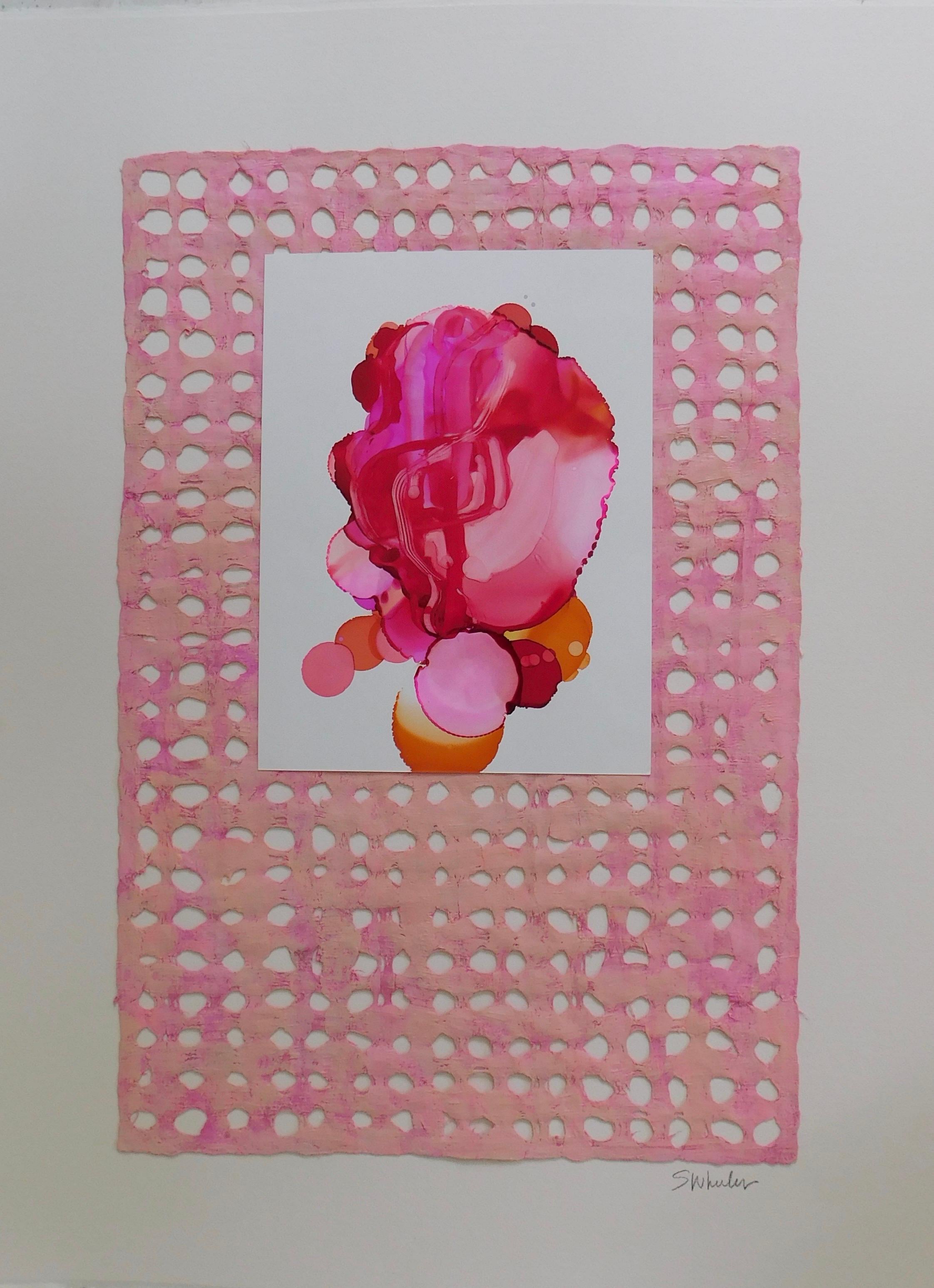 “Pink Adorn III” Mixed Media Collage by S. Wheeler - Mixed Media Art by Stephanie Wheeler