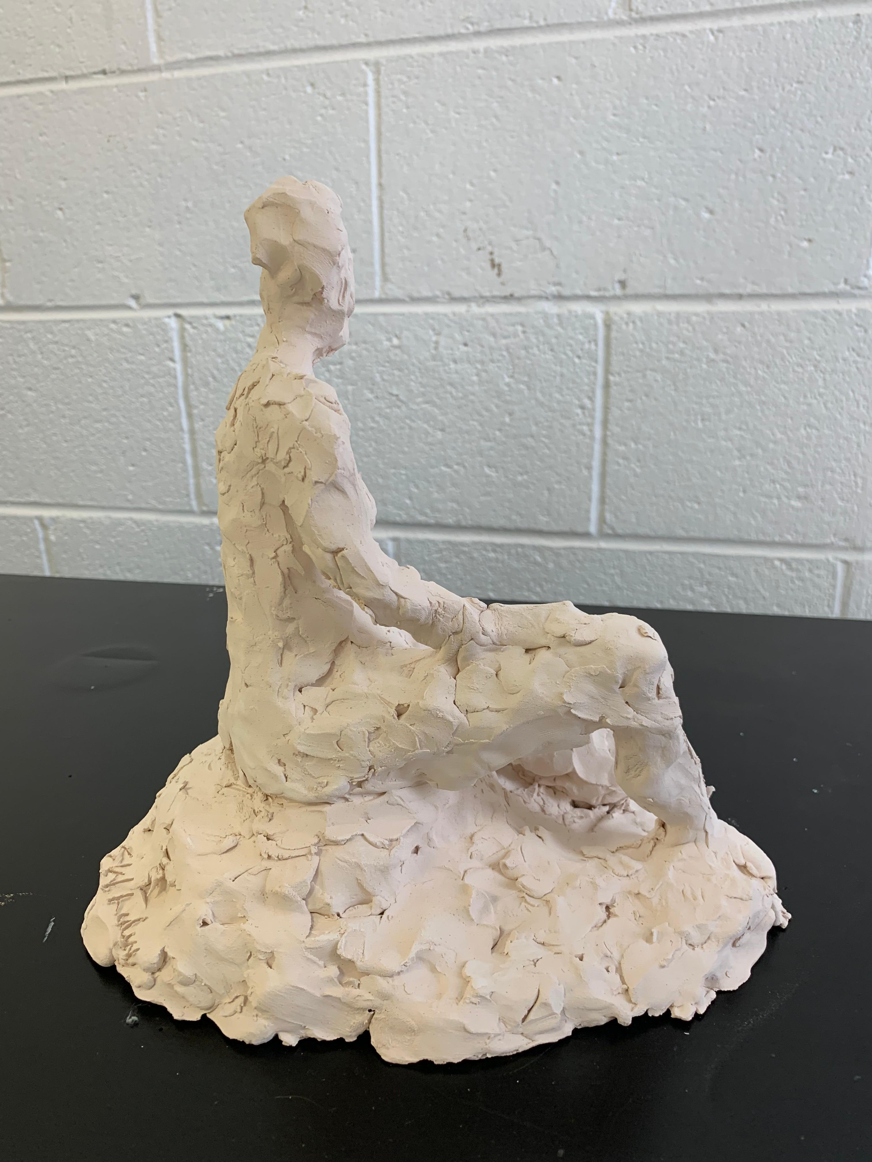 Sitting Woman Clay Sculpture 1