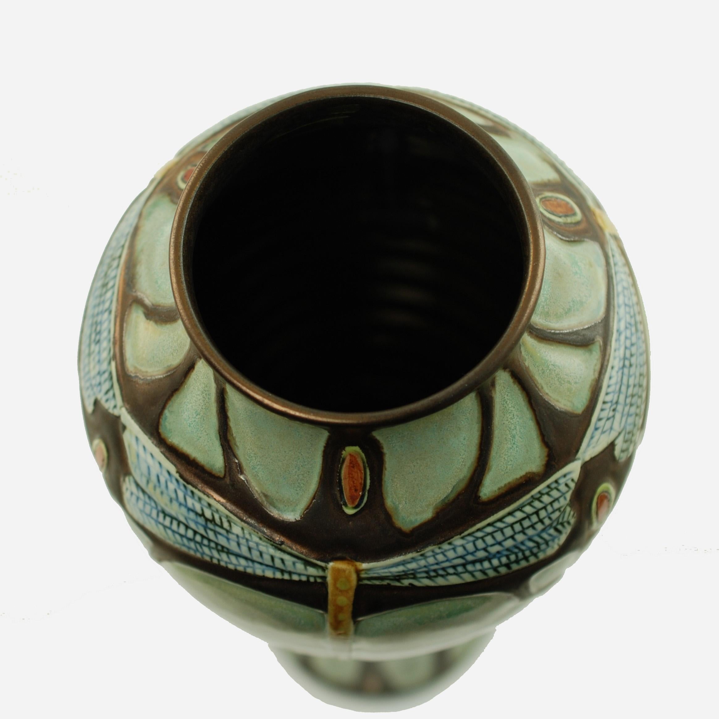 Stephanie Young Calmwater Designs Studio Porcelain Vase Dragonfly Motif 5