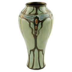 Stephanie Young Calmwater Designs Studio Porcelain Vase Dragonfly Motif