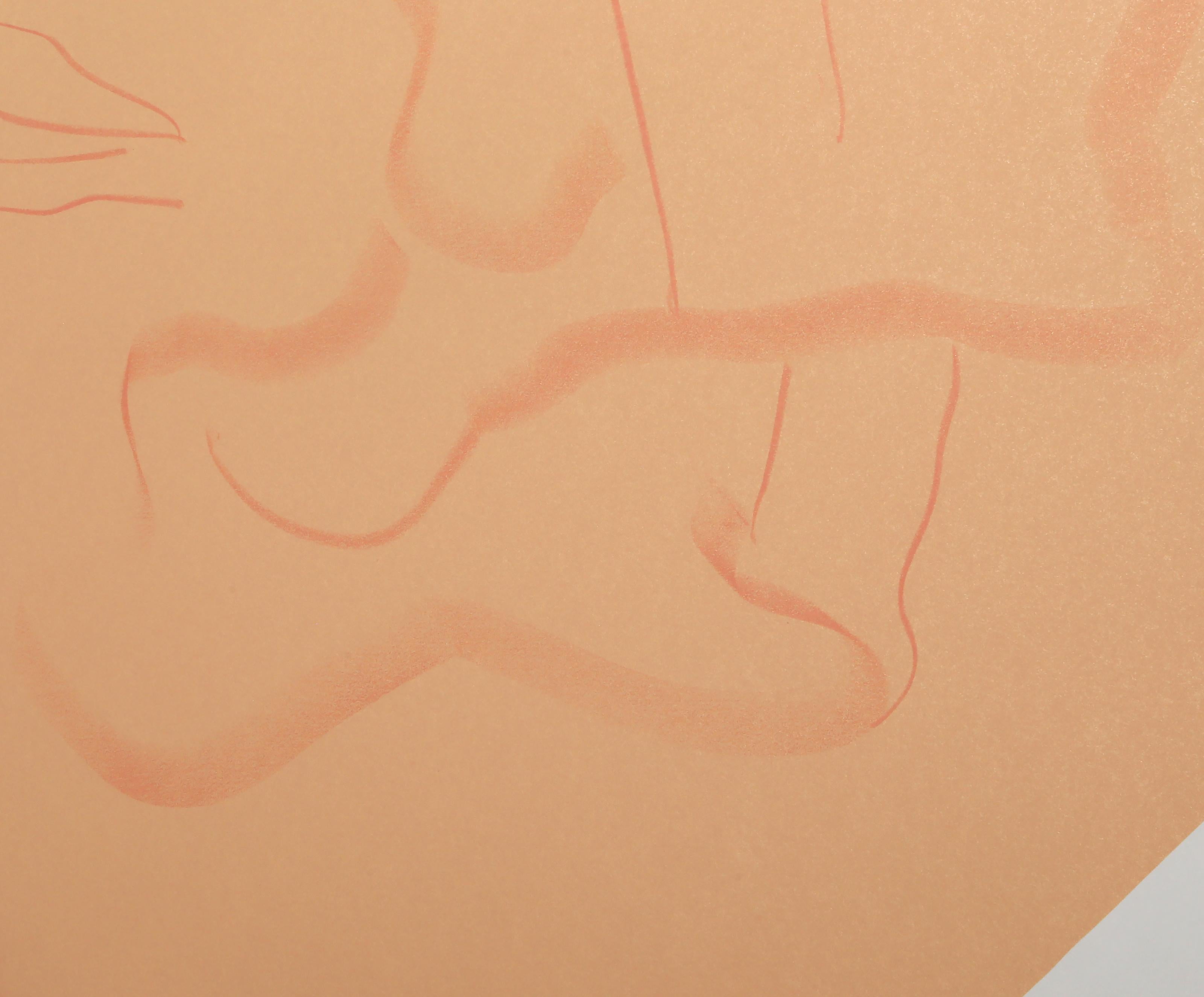 Ohne Titel 25, Minimalistische Lithographie mit Pastell von Stephen A. Davis (Orange), Abstract Print, von Stephen A Davis