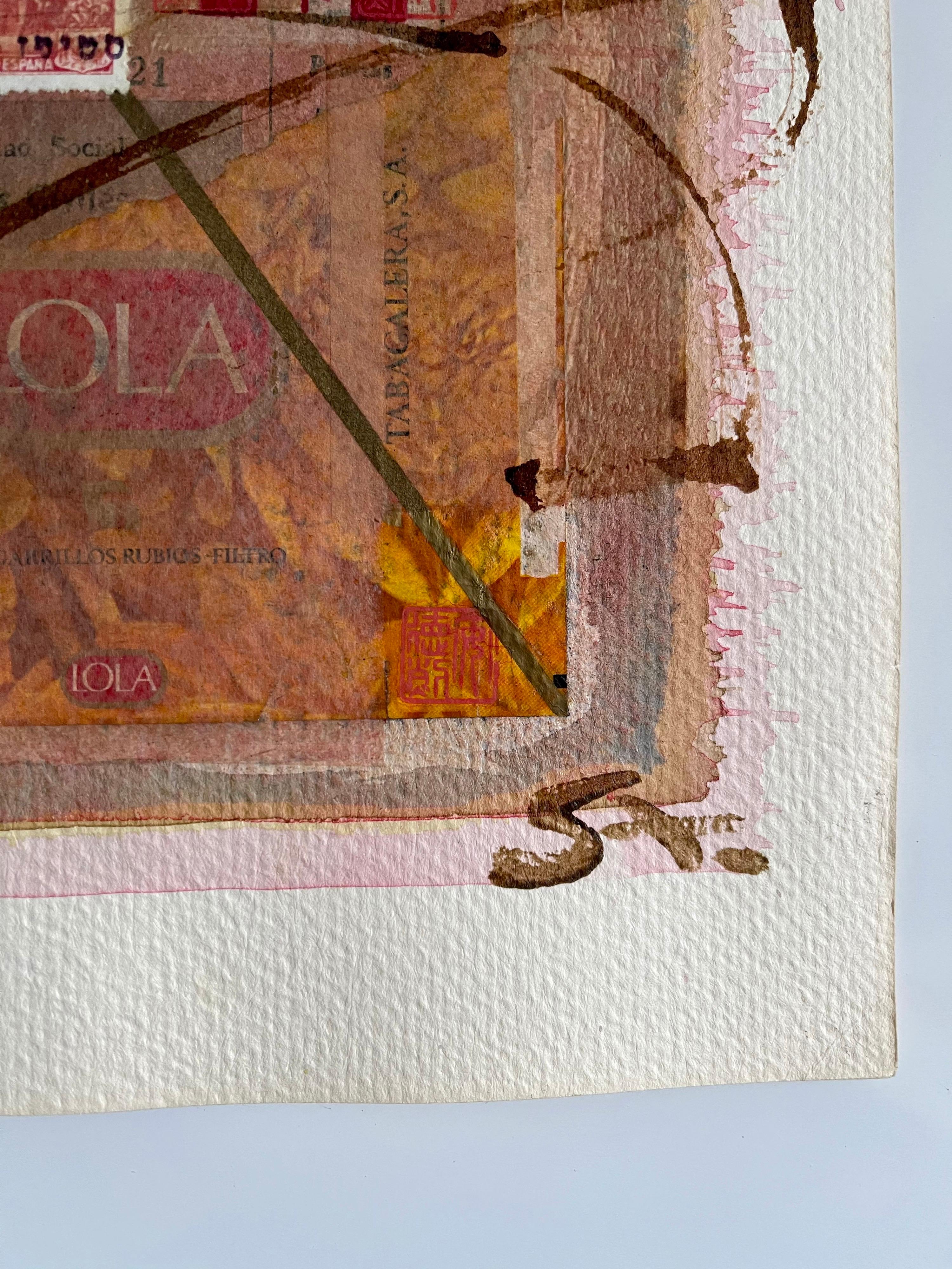 Art canadien Mixed Media Collage Assemblage Painting Hebrew Canada Stamp en vente 1