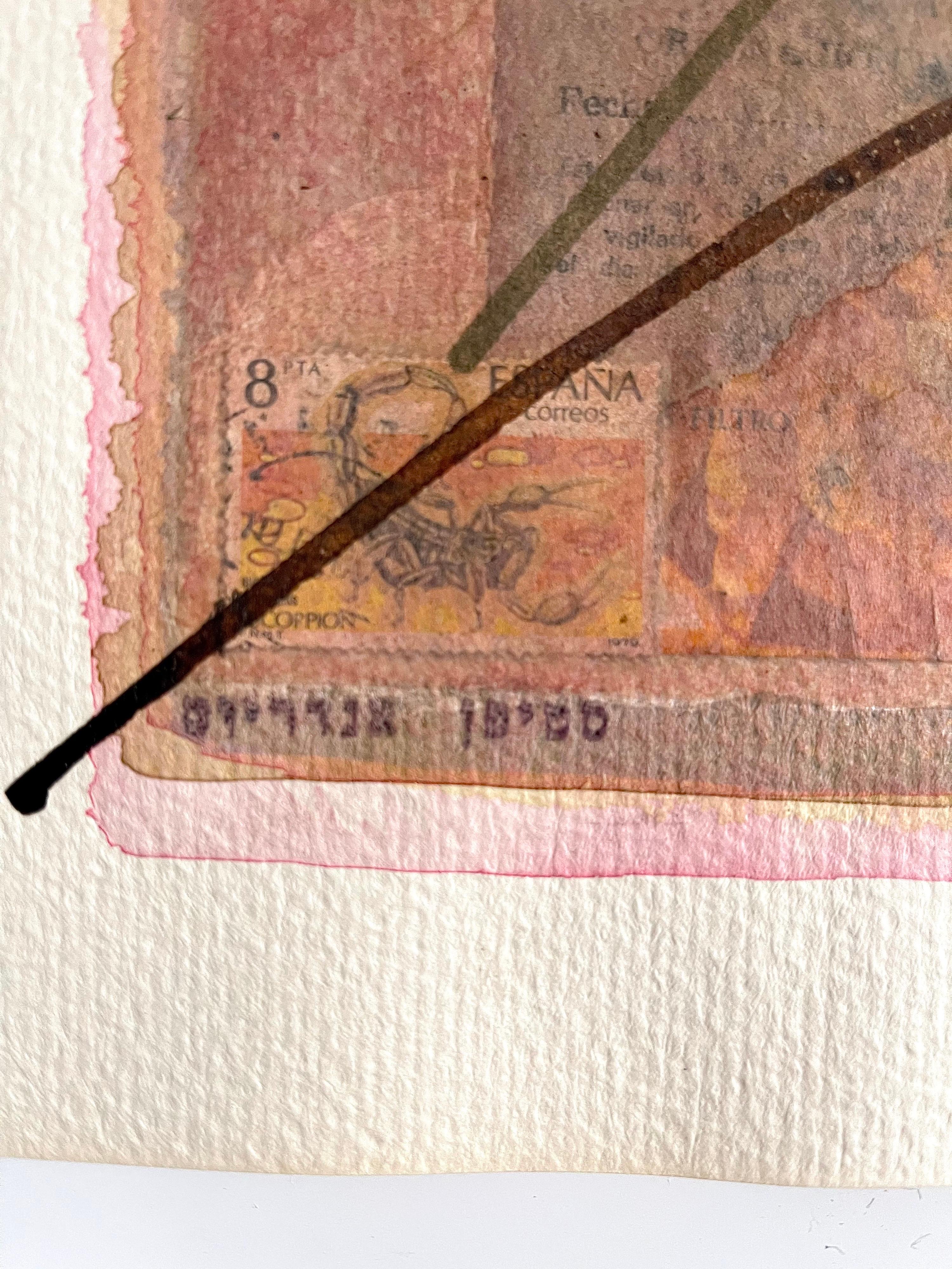 Art canadien Mixed Media Collage Assemblage Painting Hebrew Canada Stamp en vente 2