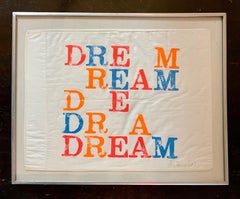 Vintage 1963 Pop Art Mixed Media Silkscreen on Pillowcase Neon Colors  Stephen Antonakos